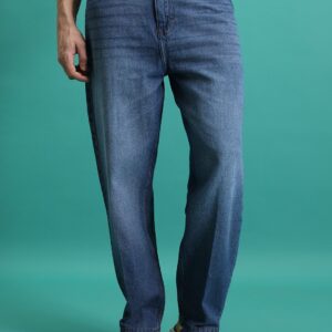 Men Loose Baggy Fit Clean Look Light Fade Cotton Jeans