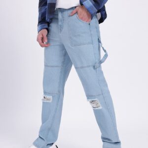 Men Raw Edge Ripped Regular Fit Jeans