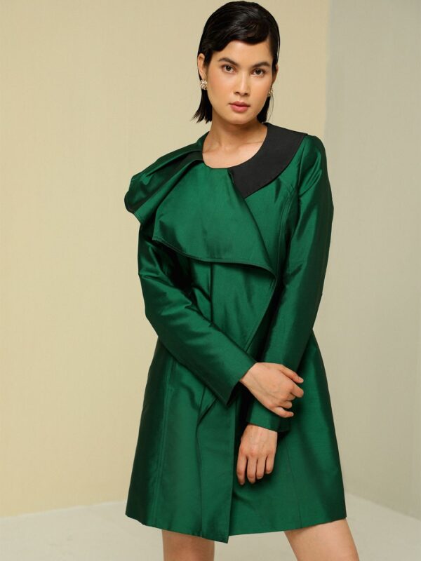 Women Floral Colourblocked Longline Open Front Jacket