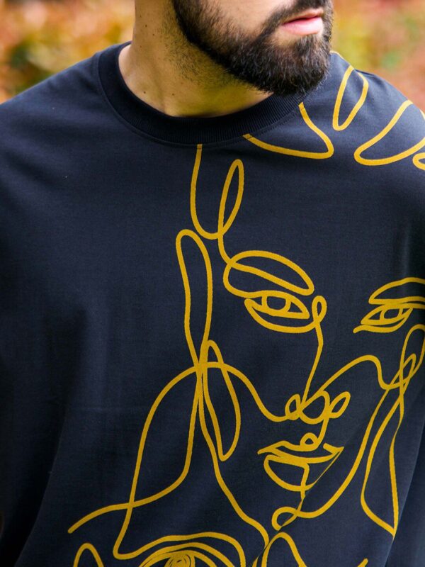 Graphic Printed Oversized Drop Shoulder Sleeves Pure Cotton T-shirt - Image 2