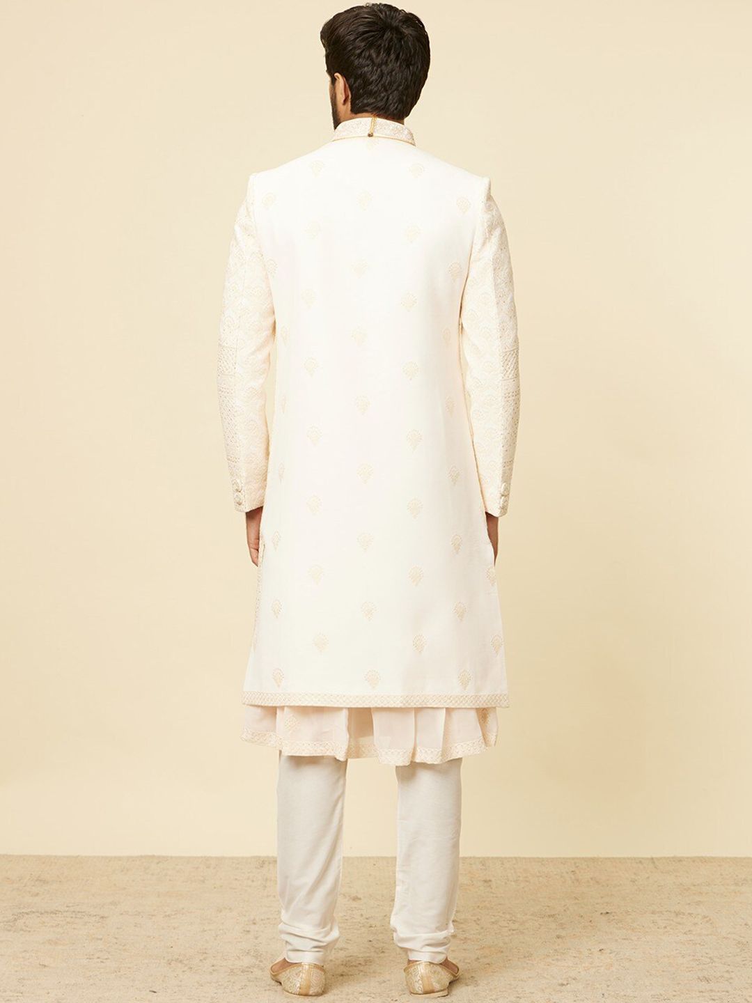 Ethnic Motifs Embroidered Georgette Sherwani Set - Image 4