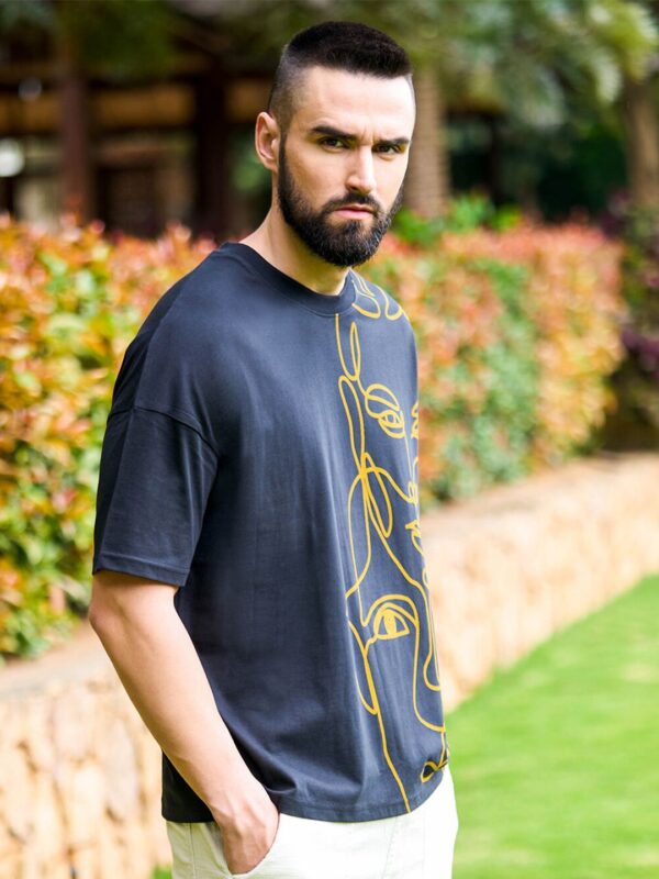 Graphic Printed Oversized Drop Shoulder Sleeves Pure Cotton T-shirt