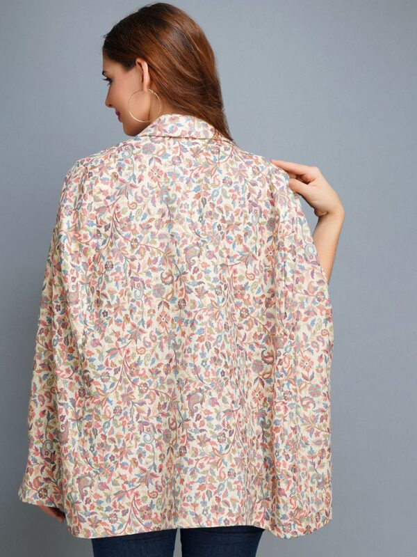 Women Paisley Woollen Longline Tailored Jacket with Embroidered - Image 3
