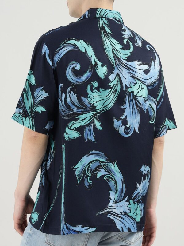 Men Relaxed Fit Cuban Collar Floral Printed Casual Shirt - Image 3