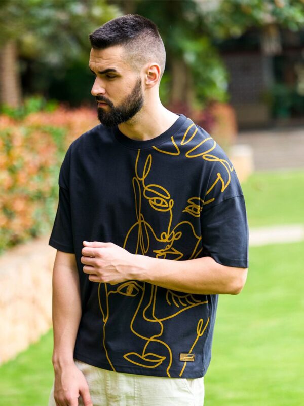 Graphic Printed Oversized Drop Shoulder Sleeves Pure Cotton T-shirt - Image 3