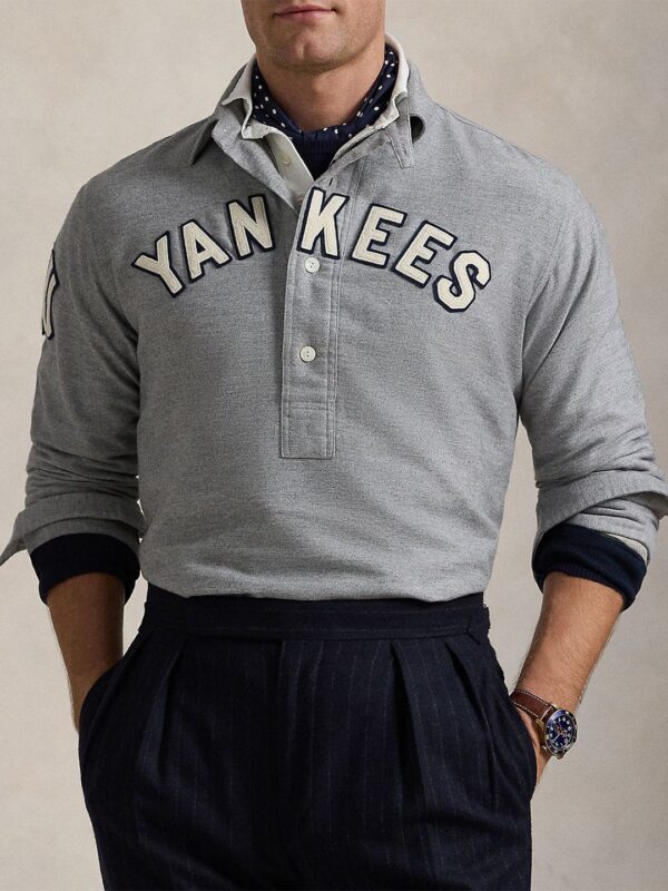Yankees Men Self Design Typography Applique Classic Fit Cotton Shirt