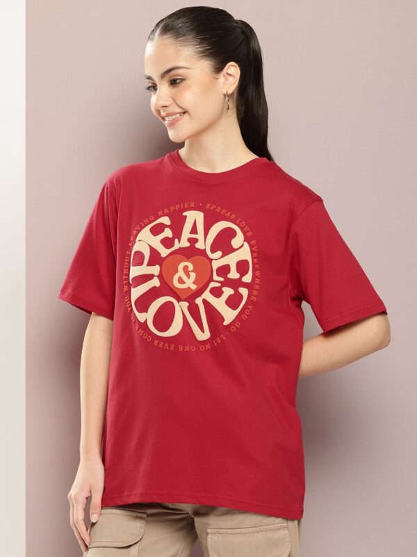 Women Graphic Printed Embossed Oversized T-shirt - Image 2