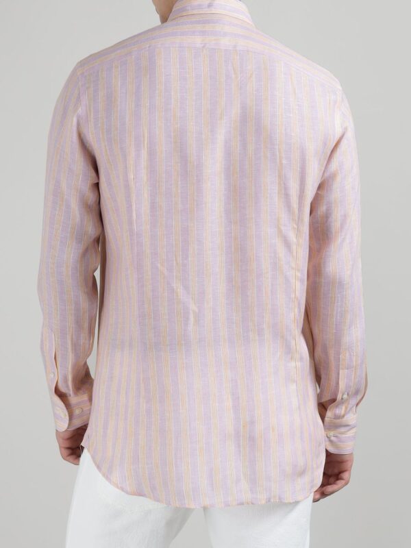 Men Slim Fit Multi Striped Spread Collar Linen Casual Shirt - Image 2