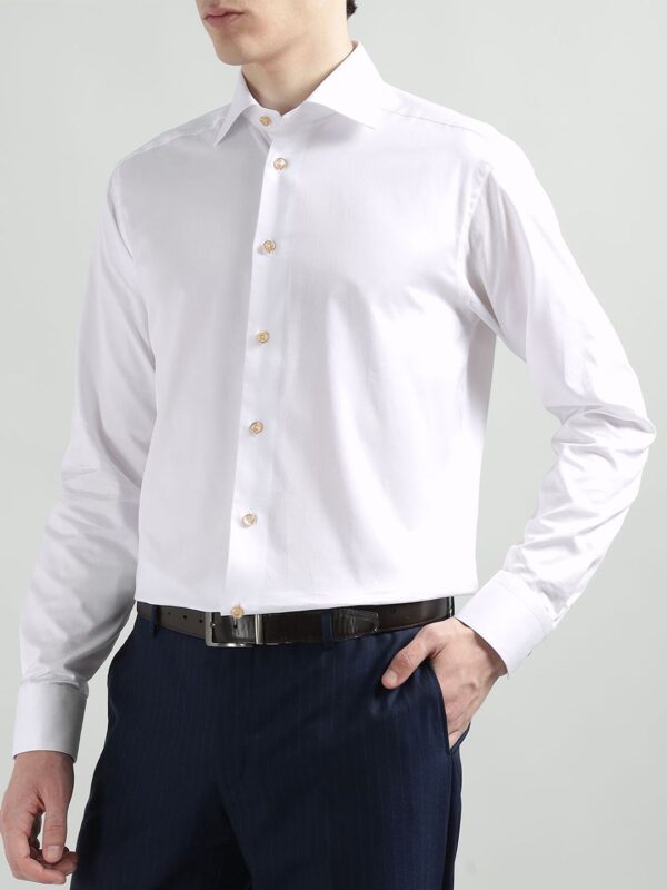 Men Solid Spread Collar Cotton Formal Shirt