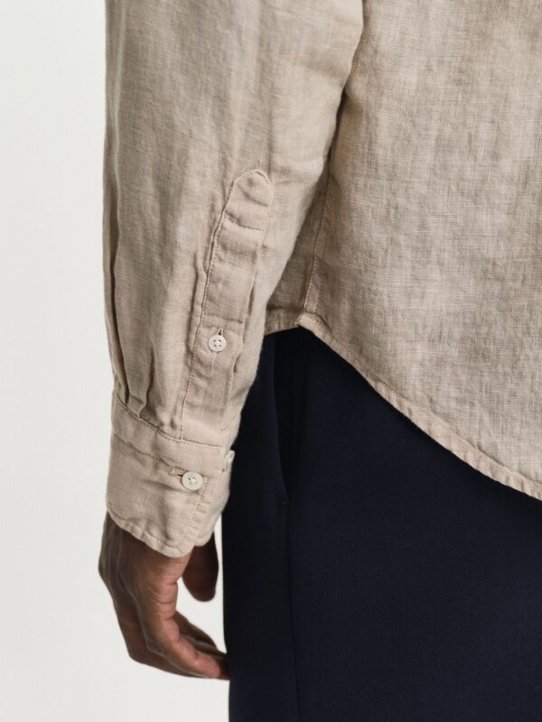 Men Button-Down Regular Garment Dyed Linen Casual Shirt - Image 2