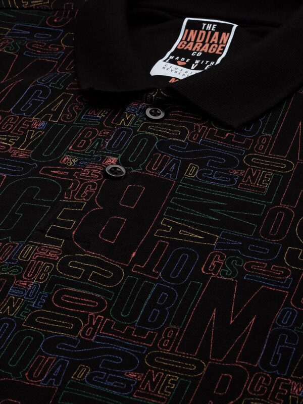 Men Typography Printed Polo Collar T-shirt - Image 2