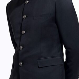 Slim-Fit Mandarin Collar Classic Bandhgala Velvet Party Blazer