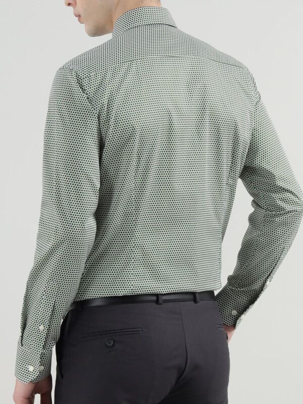 Men Spread Collar Geometric Printed Cotton Formal Shirt - Image 2