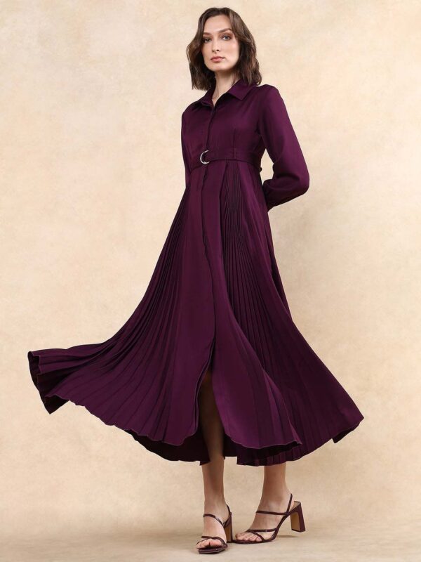 Women Pleated Fit & Flare Maxi Dress