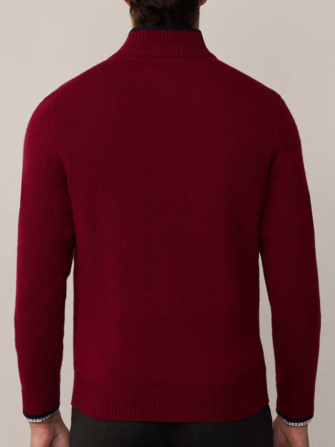 Men Typography Woollen Pullover with Zip Detail Detail - Image 3