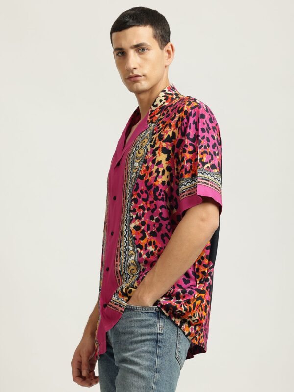 Men Cuban Collar Abstract Printed Casual Shirt - Image 2