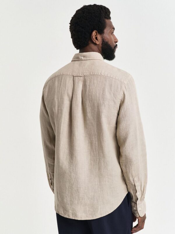Men Button-Down Regular Garment Dyed Linen Casual Shirt - Image 3