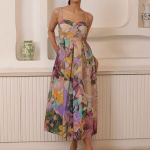 THR3Letter Floral Print Maxi Dress