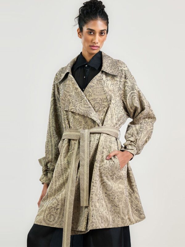 Floral Printed Lapel Collar Longline Tailored Jacket