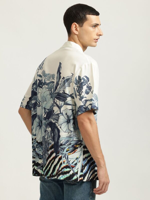 Men Cuban Collar Floral Printed Casual Shirt - Image 3