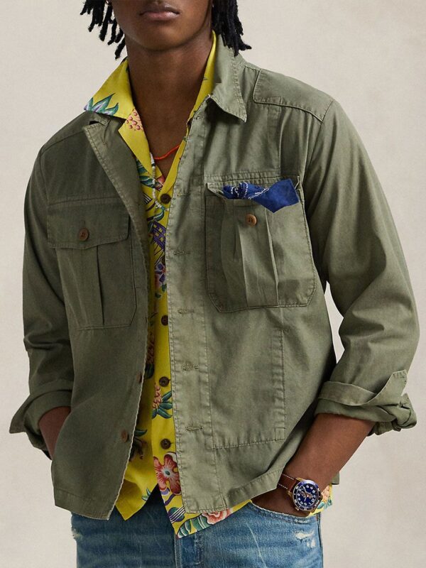 Men Spread Collar Solid Cotton Casual Shirt