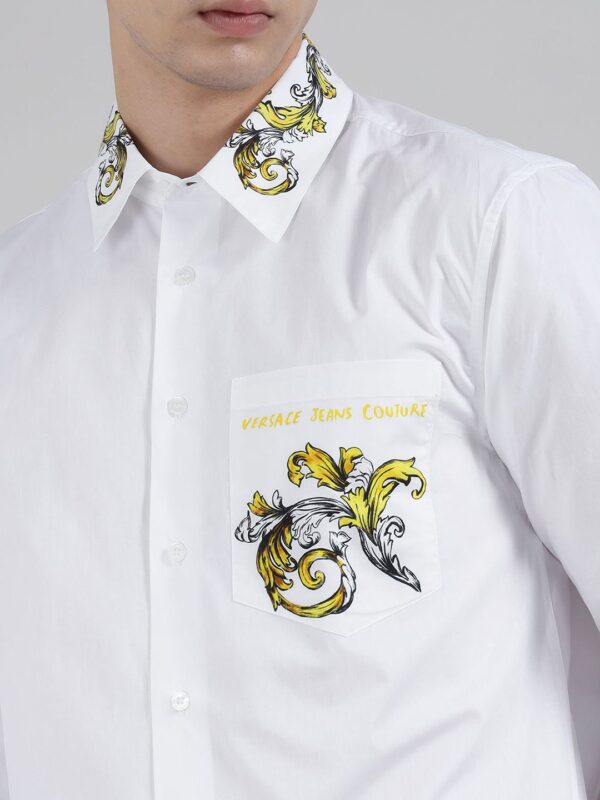Men Slim Fit Floral Printed Spread Collar Cotton Casual Shirt