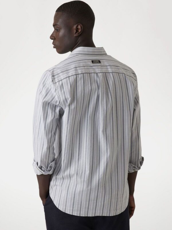 Men Vertical Striped Spread Collar Casual Shirt - Image 3