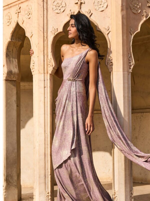 Dash and Dot Women Sari Drape FGown Maxi Dress - Image 3