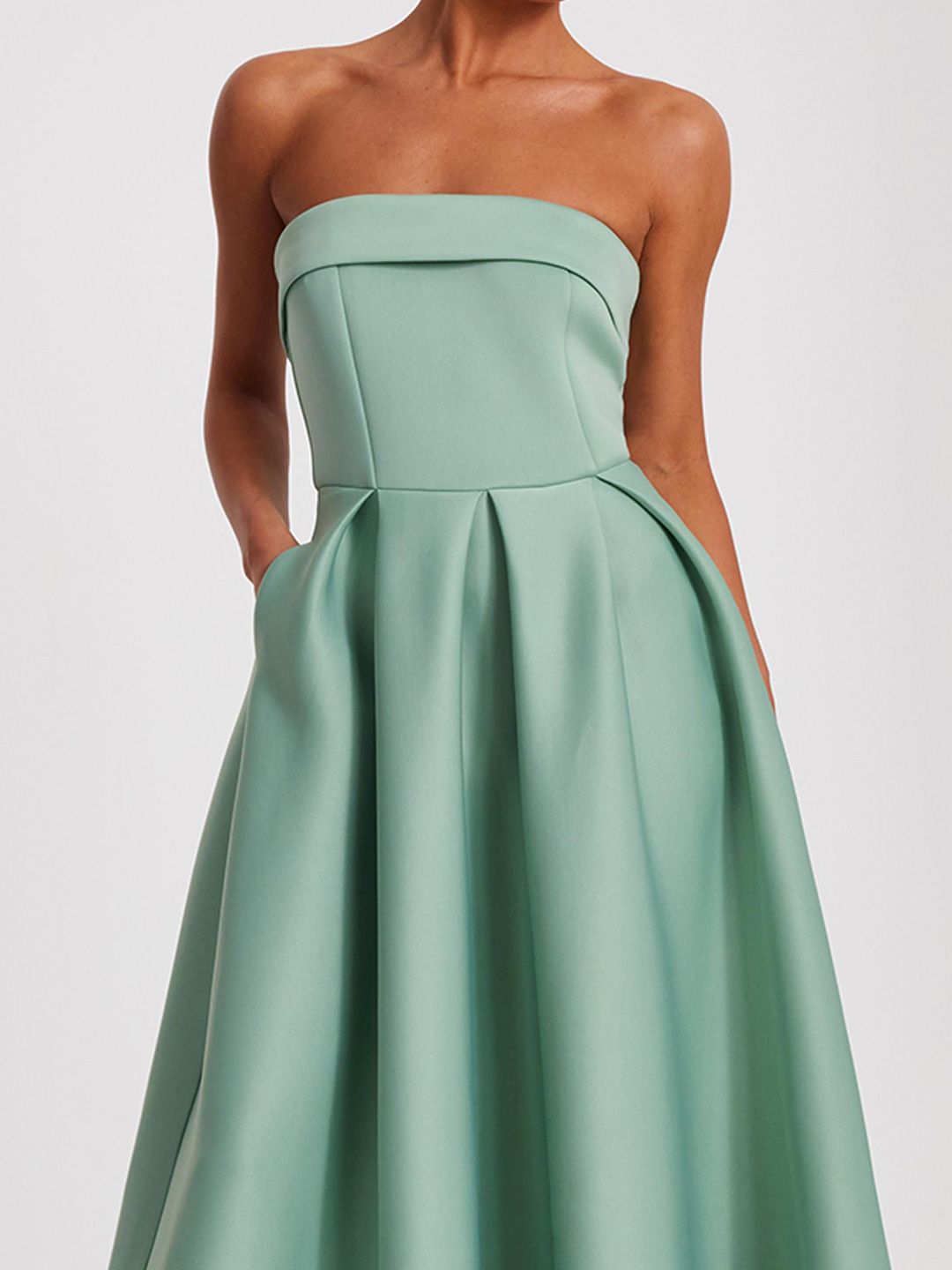 QUIZ Women Strapless Solid Fit & Flare Maxi Dress