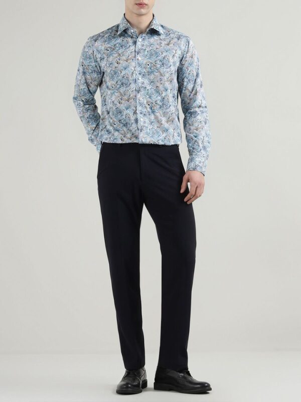 Men Spread Collar Floral Printed Cotton Formal Shirt - Image 4