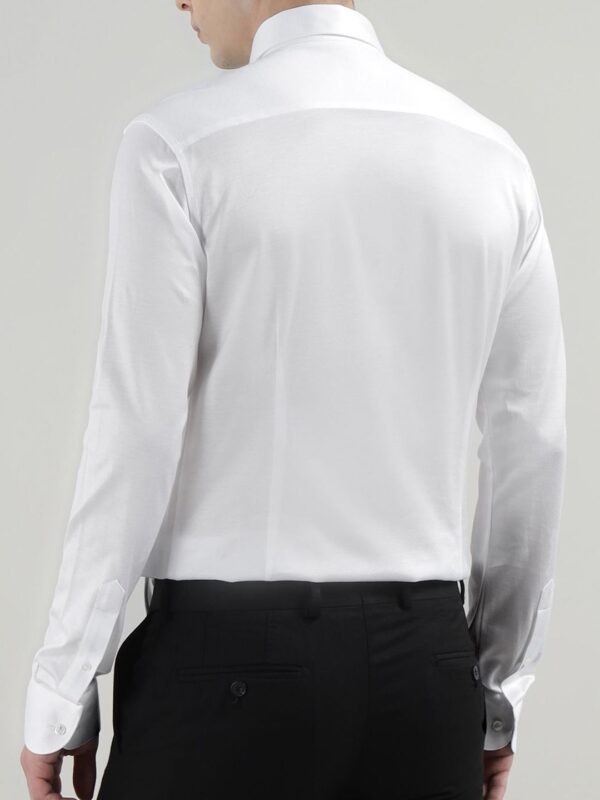 Men Spread Collar Solid Cotton Formal Shirt - Image 3
