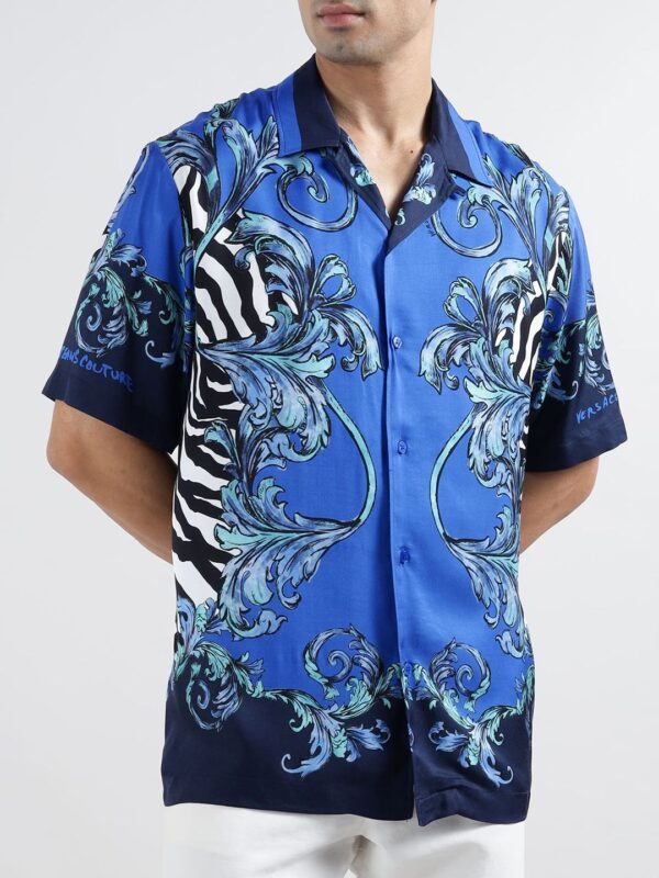Men Floral Printed Cuban Collar Casual Shirt