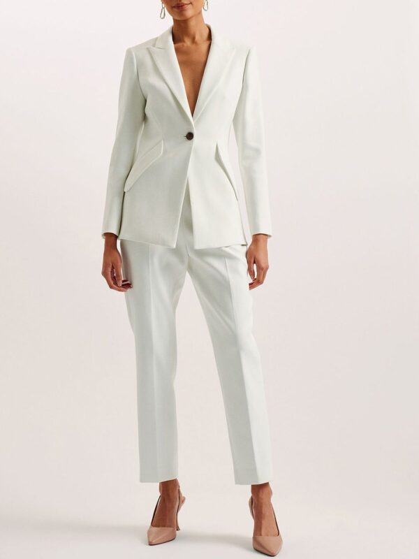 Peaked Lapel Collar Slim-Fit Pure Cotton Single Breasted Longline Blazer