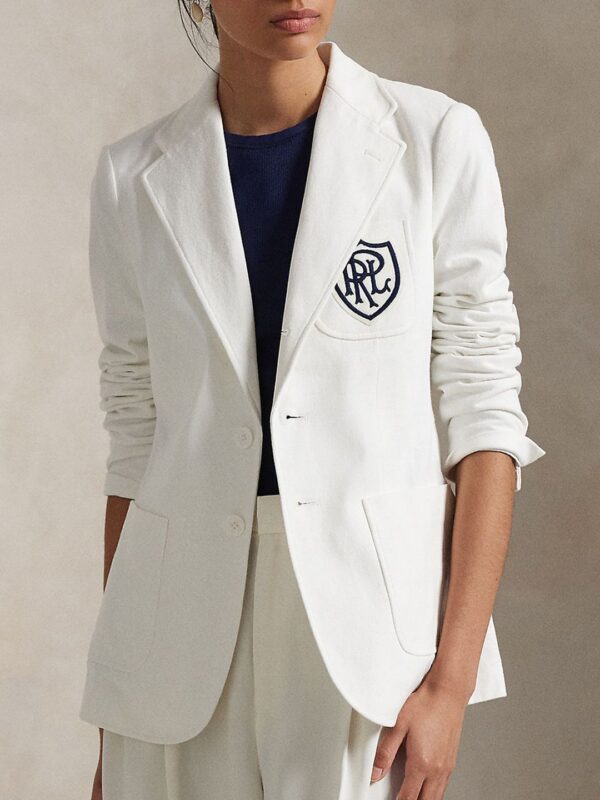 Logo-Crest Pure Cotton Slim-Fit Jersey Blazer