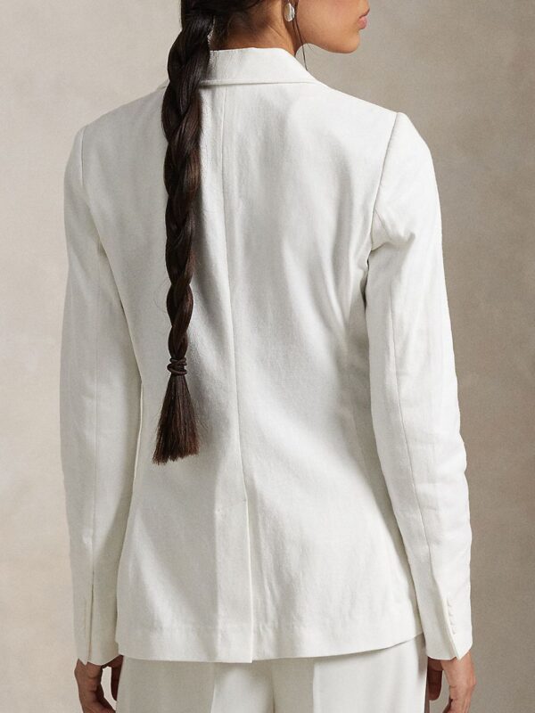 Logo-Crest Pure Cotton Slim-Fit Jersey Blazer - Image 2