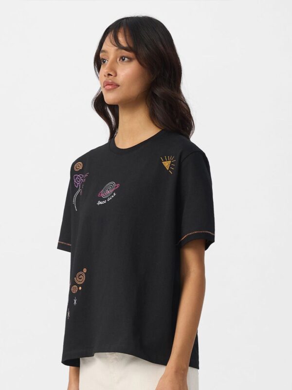 Women Graphic Printed Round Neck Cotton Oversized Fit T-shirt - Image 2