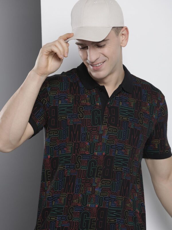 Men Typography Printed Polo Collar T-shirt - Image 3