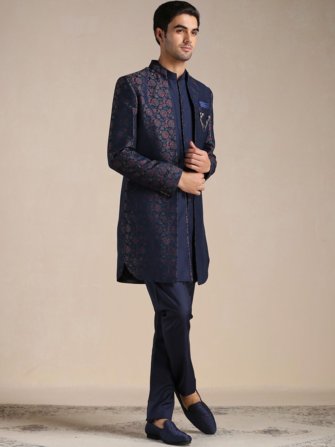 Men Brocade Printed Sherwani Set - Image 2