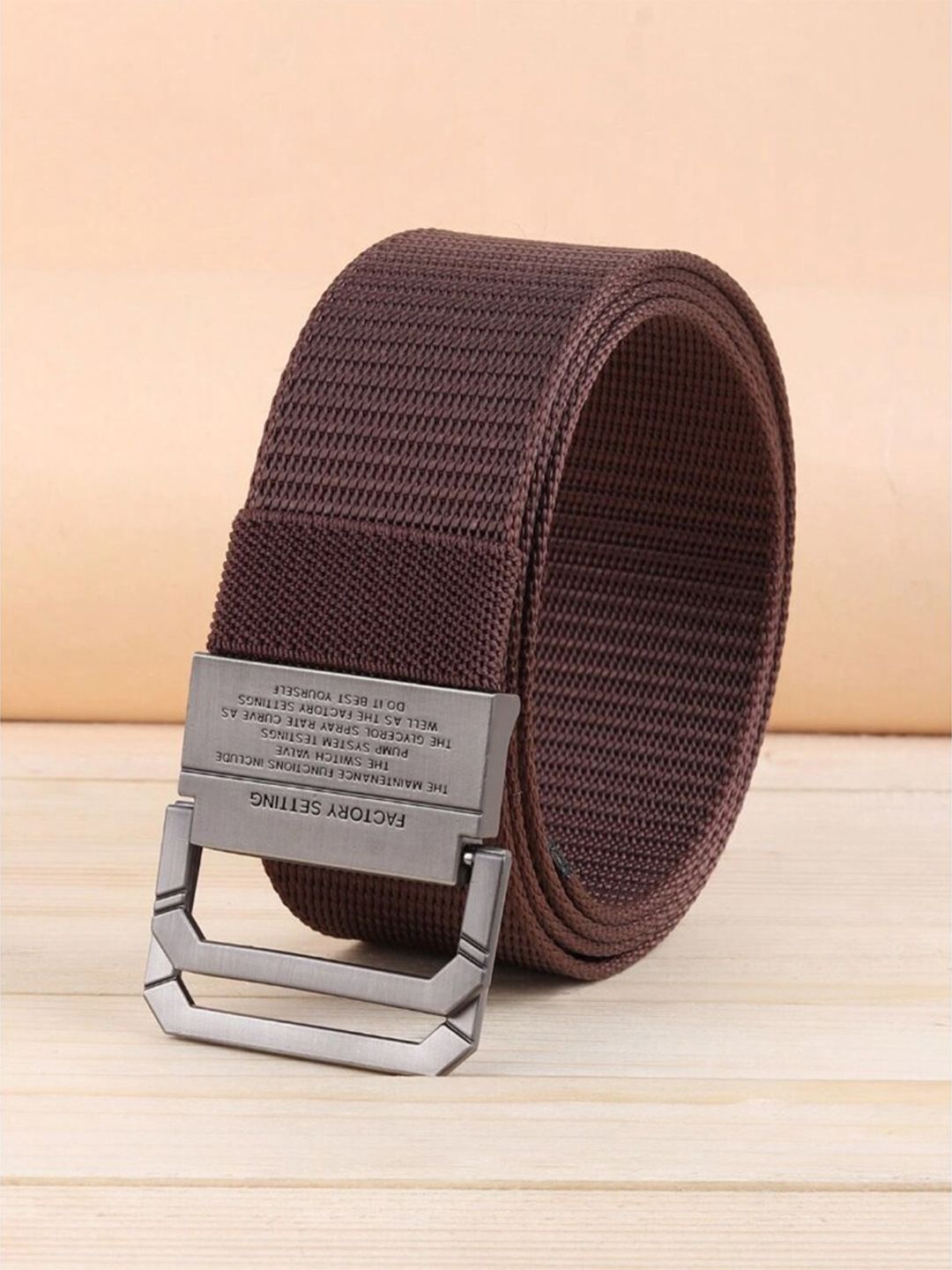 Men Brown Wide Canvas Belt