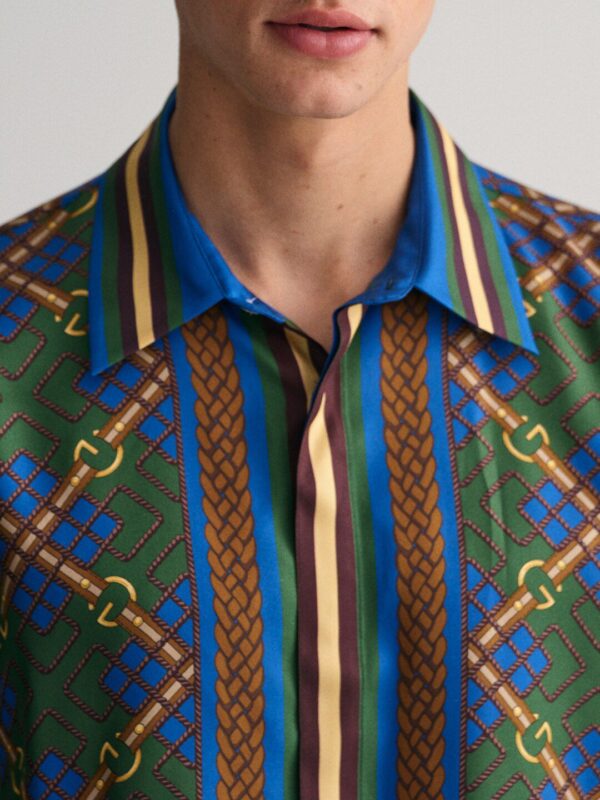 Men Printed Spread Collar Shirt - Image 3