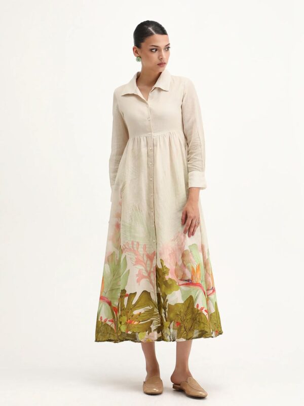 Women Tropical Printed Fit - Flare Dress - Image 2