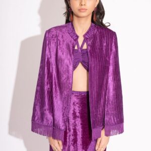 Women Mandarin Collar Floral Printed Formal Tailored Jacket