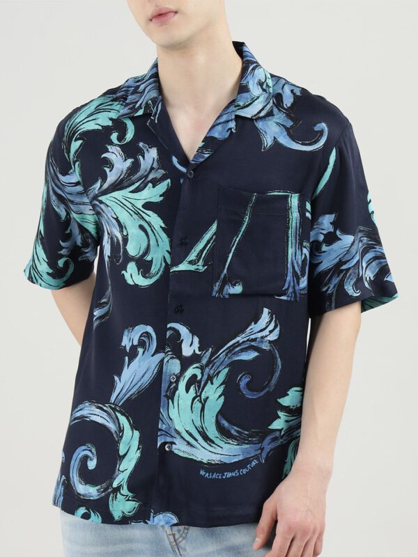 Men Relaxed Fit Cuban Collar Floral Printed Casual Shirt
