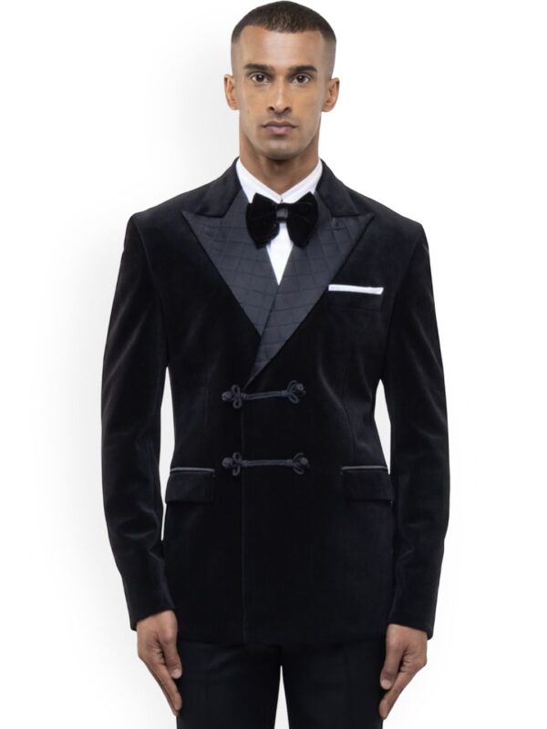 Velvet Peak Lapel Double Breasted Tuxedo Set - Image 3