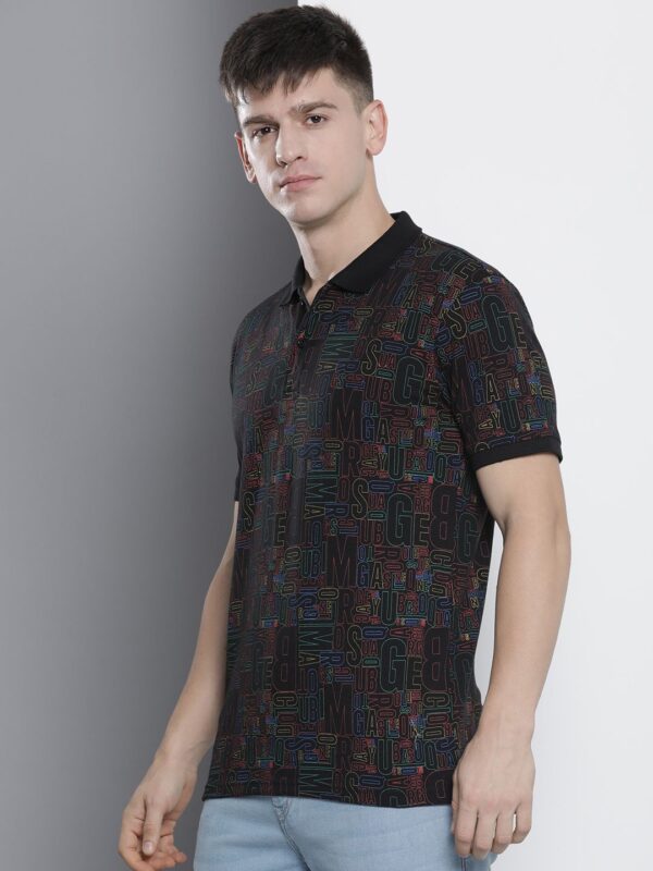 Men Typography Printed Polo Collar T-shirt