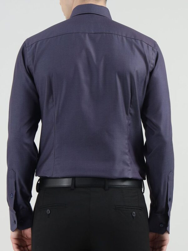 Men Spread Collar Solid Cotton Formal Shirt - Image 3