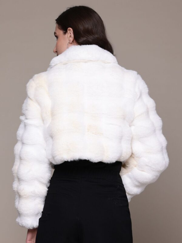 Faux Fur Crop Puffer Jacket - Image 3