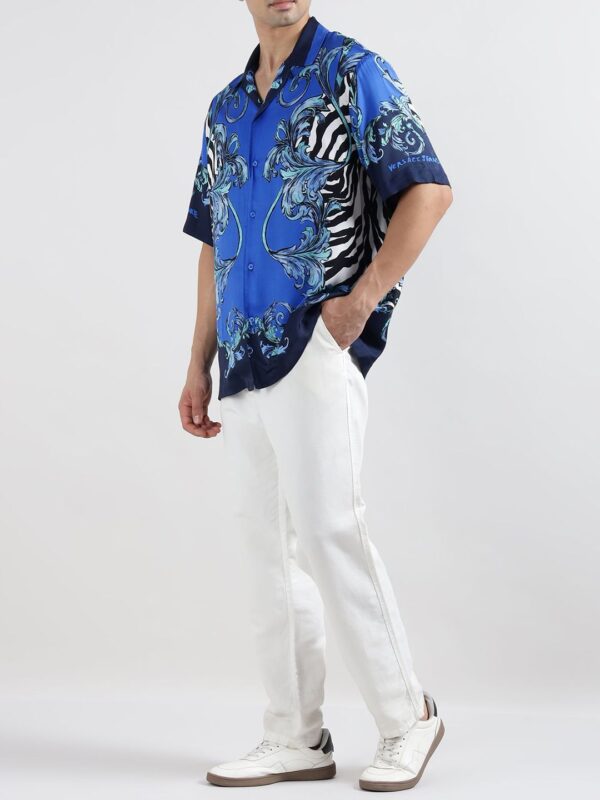 Men Floral Printed Cuban Collar Casual Shirt - Image 3