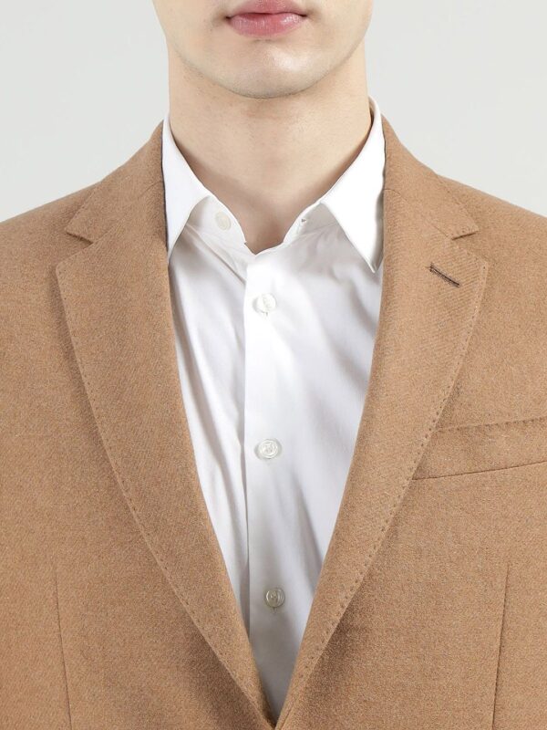 Men Notched Lapel Woolen Twill Flannel Blazer - Image 2