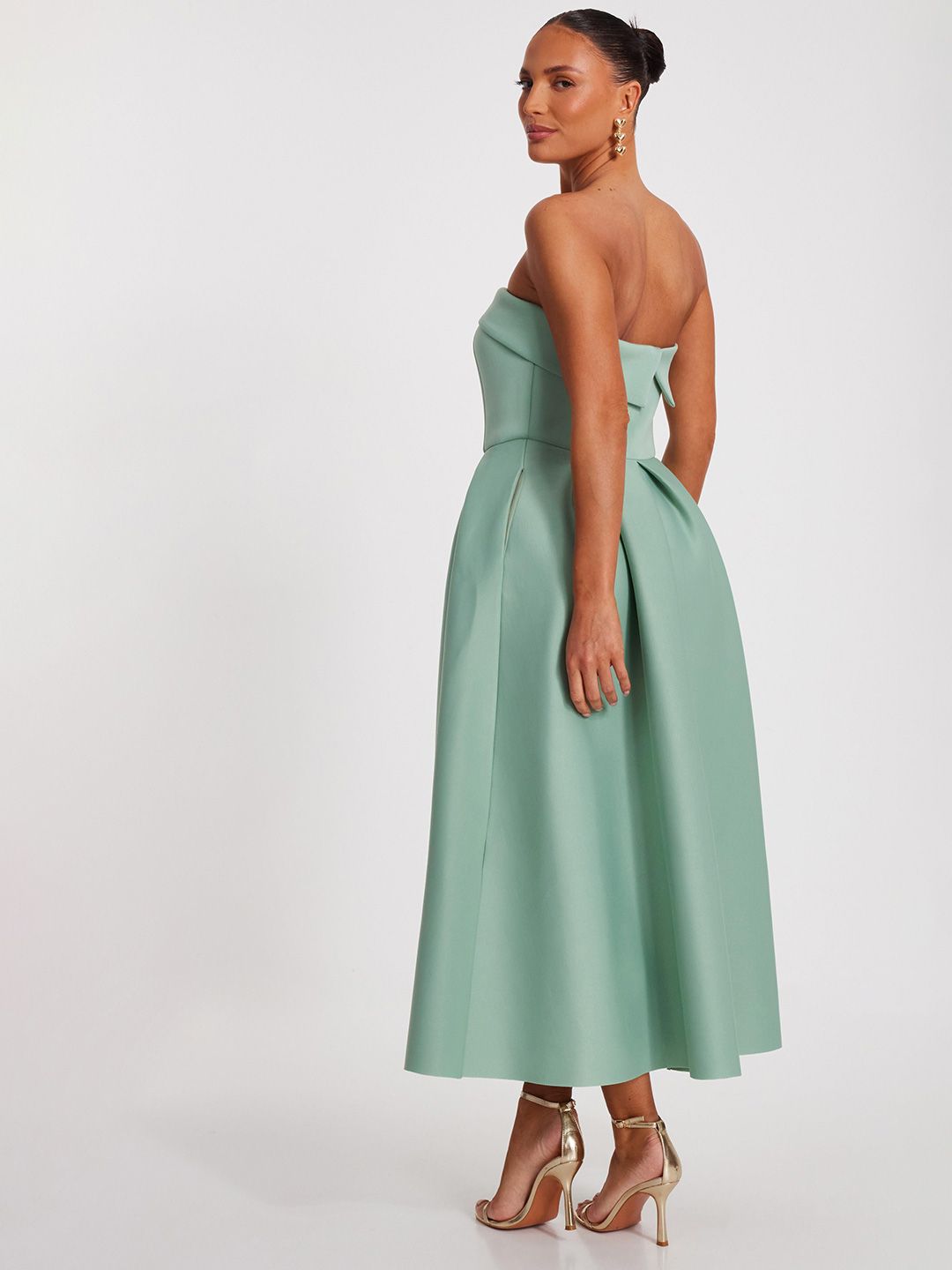 QUIZ Women Strapless Solid Fit & Flare Maxi Dress - Image 2